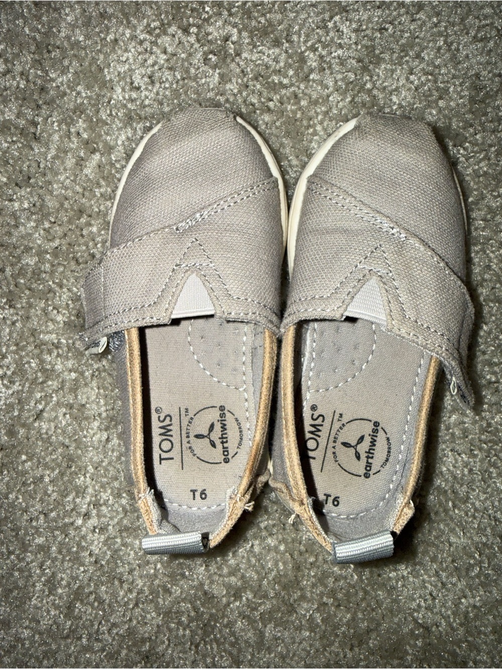 TOMS Kids Light Beige Canvas Slip-On Sneakers - Picture 2 of 5
